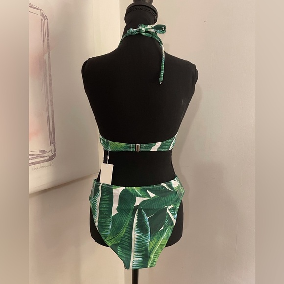 Halter Top Bikini Army Green leaves Size M - Picture 7 of 16